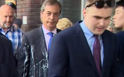 Milkshake thrown at Nigel Farage