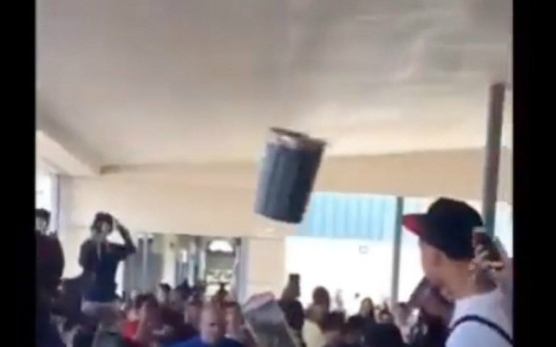 Video Shows Trash Can Being Thrown at Officers Breaking up High School Fight in Stockton – KTLA