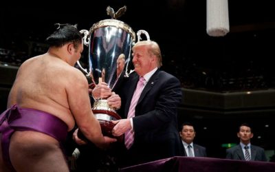 Trump awards ‘President’s Cup’ at sumo match in Japan