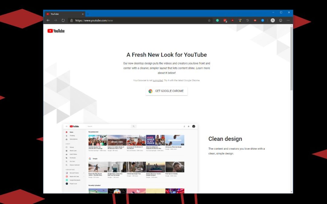 Google Now Forces Microsoft Edge Preview Users to Use Chrome for the Modern YouTube Experience – Thurrott.com