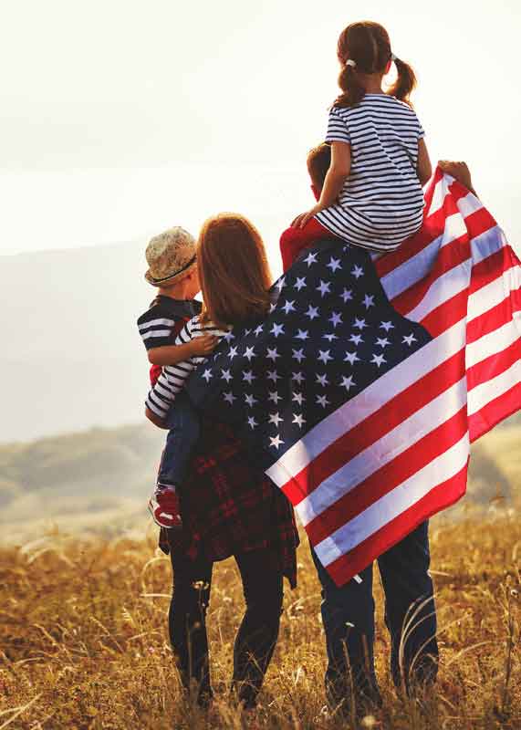 Family with American Flag