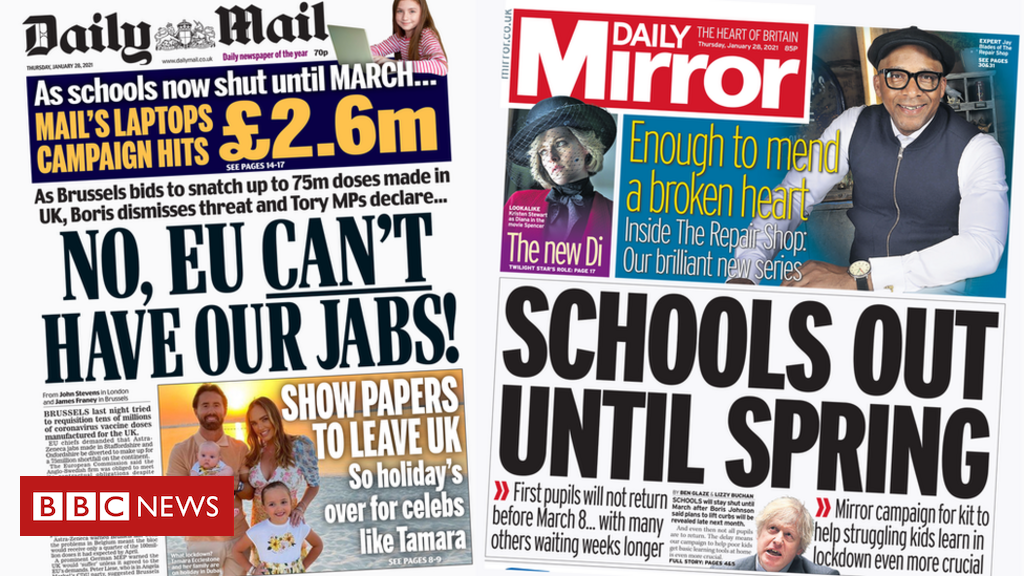 The Papers: 'No EU can't have our jabs' and 'schools out'
