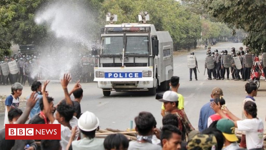 Myanmar coup: At least two killed as police disperse protesters