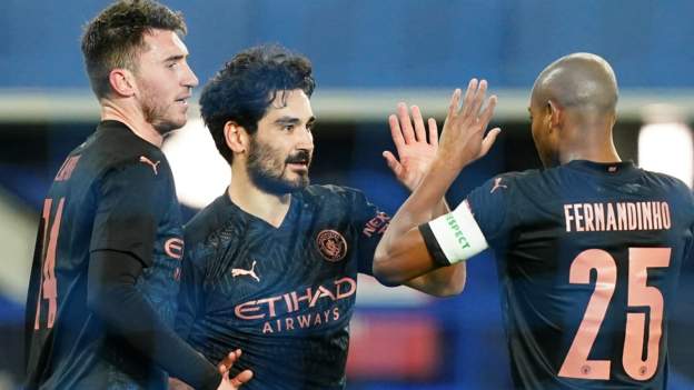 Late goals see Man City past Everton and into semi-finals