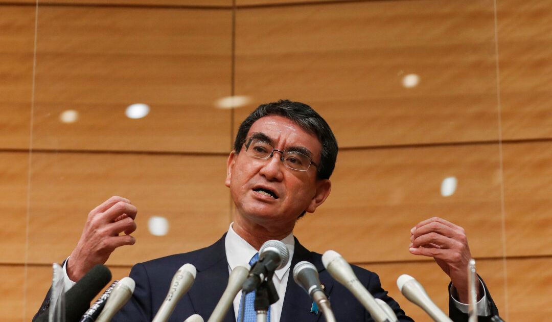 Japan’s vaccines minister leads poll on LDP leadership race