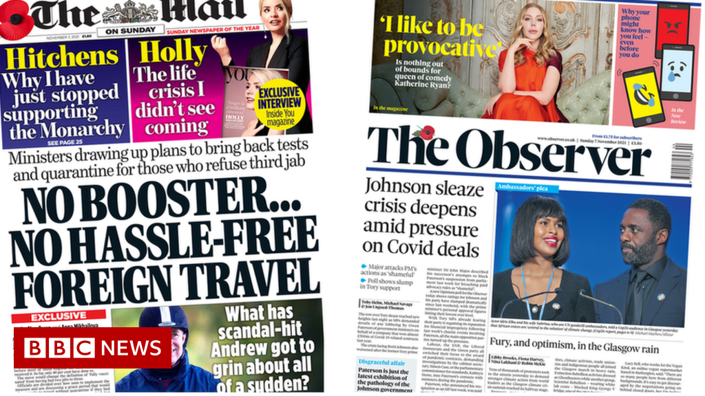 The Papers: 'No booster, no hassle-free travel', and sleaze row