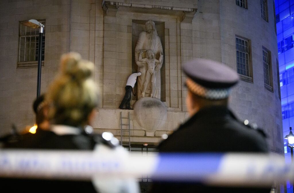 Hammer-Wielding Man Smashes BBC Headquarters Statue by Known Sex Abuser Artist