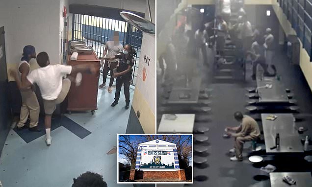 Inmates at Rikers Island host 'FIGHT NIGHT' in empty cell as guards refuse to step in...