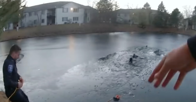 WATCH: Officers Rescue Boy, Woman from Freezing Pond: 'They Acted Without Hesitation'
