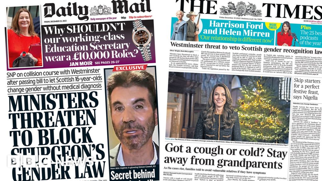 The Papers: 'Threat to gender law' and 'stay away' from nan