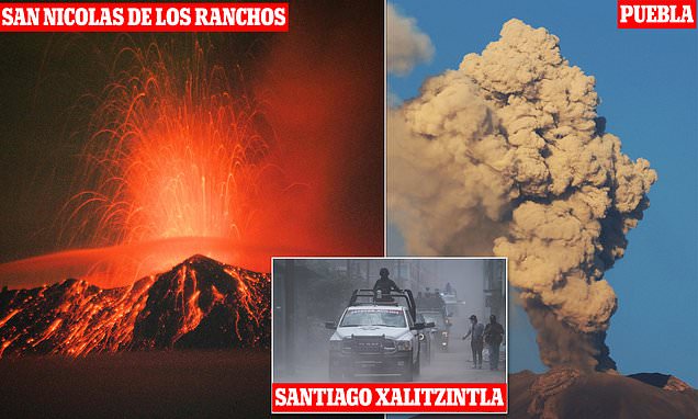Huge swathes of Mexico blanketed in dust as volcano continues to spew ash...