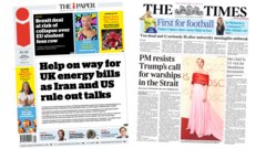 The Papers: 'Help' for energy bills and PM 'resists' Trump warships call