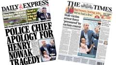 The Papers: ‘Top cop sorry’ and ‘Prince of pubs’