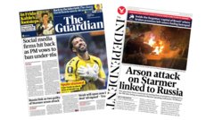 'Social media firms hit back' and 'Arson attack on Starmer linked to Russia'