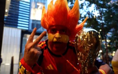 Spain fans bring the party to New York before World Cup final