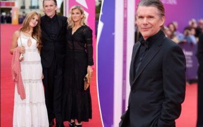 Ethan Hawke makes rare appearance with wife Ryan and teen daughter Indiana